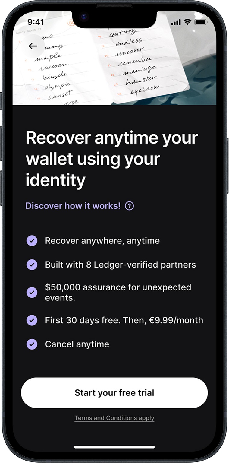 Ledger Recover upsell B — recover anytime using your identity